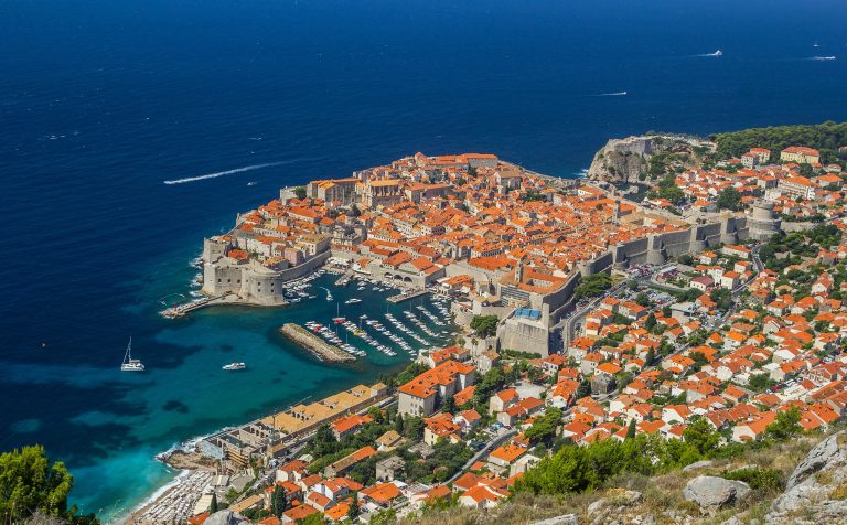 Overview to the old town of Dubrovnik, Croatia