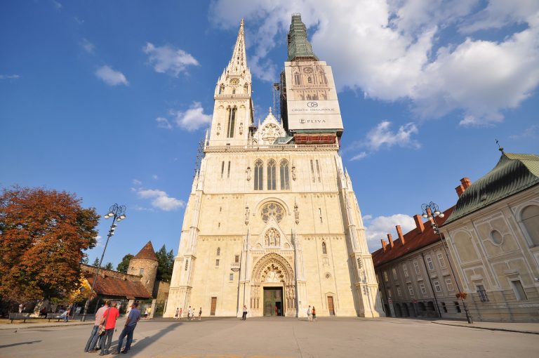 The_Zagreb_Cathedral_being_restored,_the_spires_are_108m